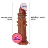  Dương vật giả gai bi có đế hít tường rung thụt nhiệt cho nữ x2 