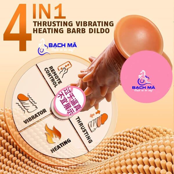  Dương vật giả gai bi có đế hít tường rung thụt nhiệt cho nữ x2 