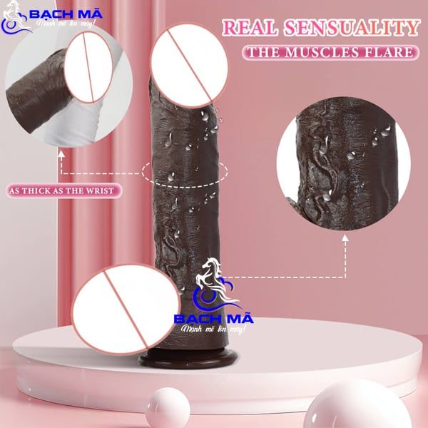  Dương vật giả hít tường da đen có bao quy đầu như thật k1 