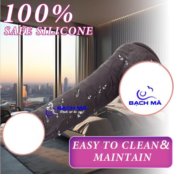  Dương vật giả hít tường da đen có bao quy đầu như thật k1 