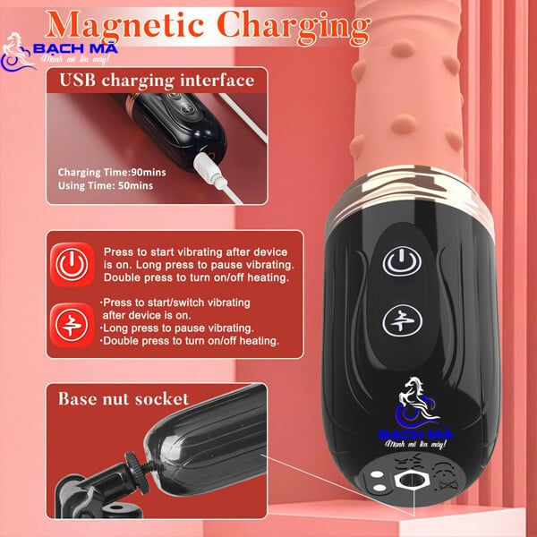  Dương vật giả hít tường rung thụt nhiệt có bi điều khiển từ xa 