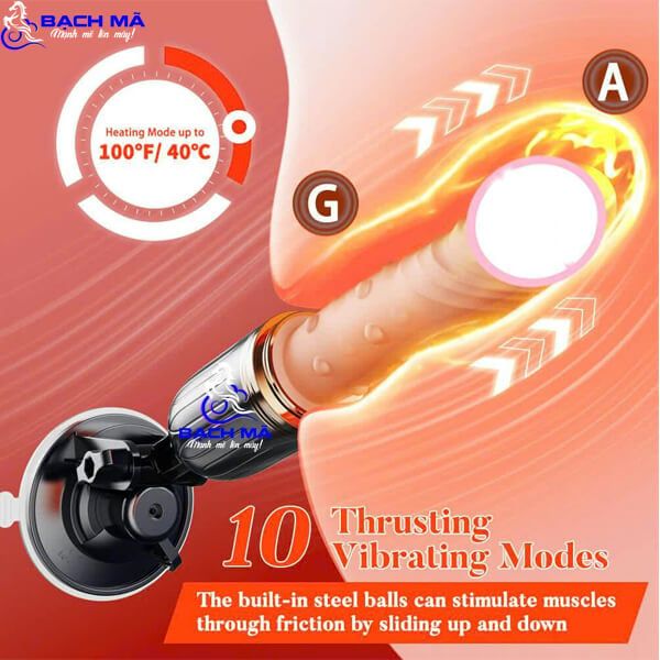  Dương vật giả hít tường rung thụt nhiệt có bi điều khiển từ xa 