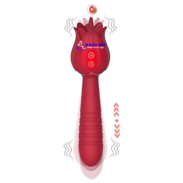  Máy rung thụt lưỡi liếm hoa hồng 2 đầu không dây cực mạnh 