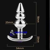 Phích cắm hậu môn inox đính đá 3 khấc đầu nhọn đế dài 