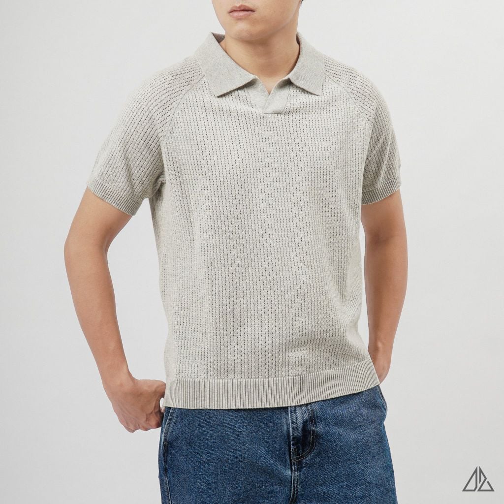 Áo Polo Nam D2SHOP cổ V, vải dệt kim mắt lưới thoáng khí AL-25279