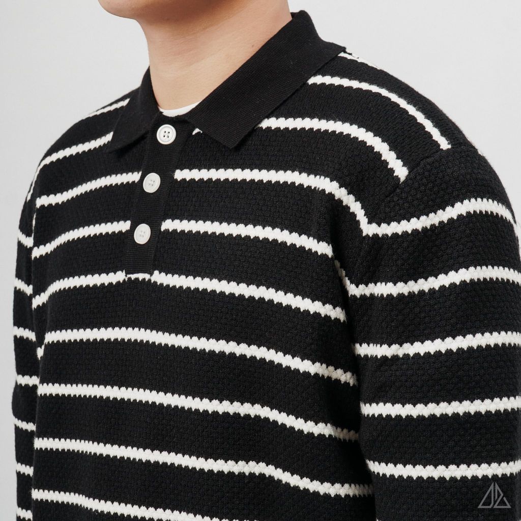 Áo Len Nam D2SHOP cổ polo kẻ sọc, vải len cao cấp AL-3323