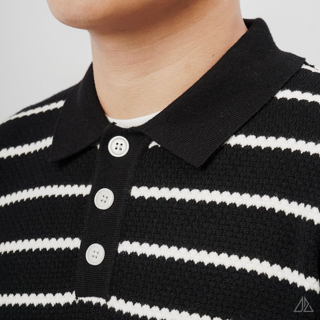 Áo Len Nam D2SHOP cổ polo kẻ sọc, vải len cao cấp AL-3323