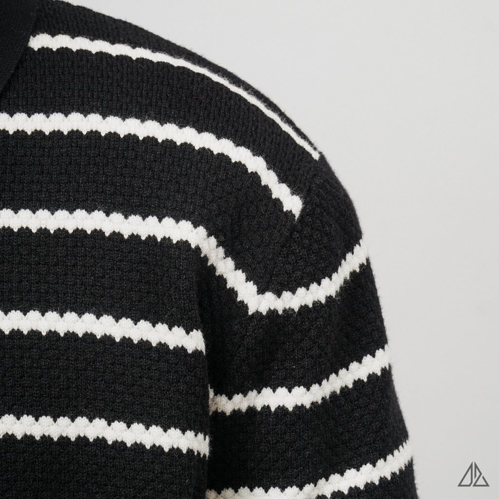 Áo Len Nam D2SHOP cổ polo kẻ sọc, vải len cao cấp AL-3323