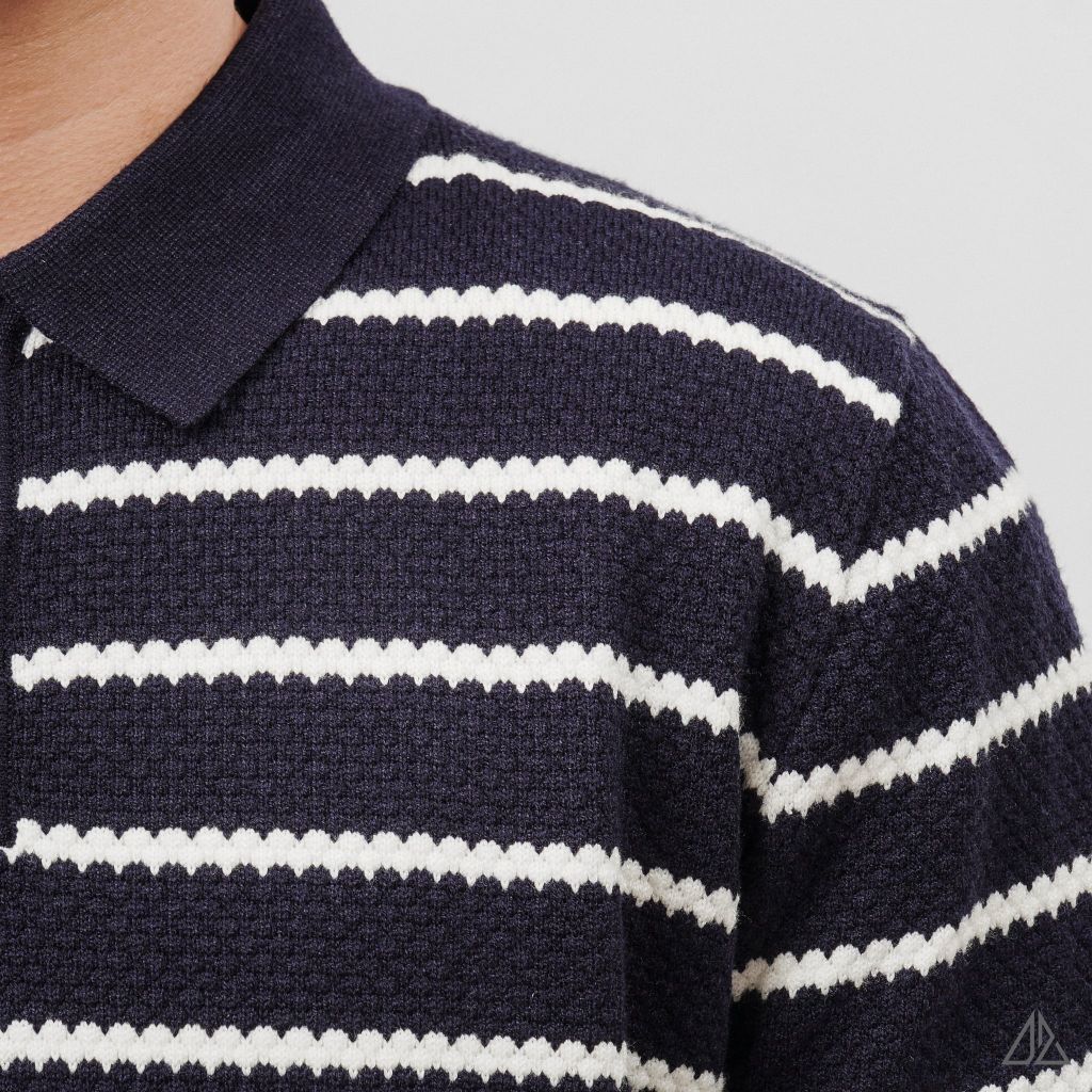 Áo Len Nam D2SHOP cổ polo kẻ sọc, vải len cao cấp AL-3323