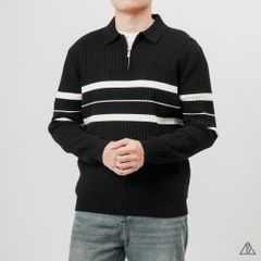 Áo Len Nam D2SHOP cổ zip phối kẻ sọc, vải len cao cấp AL-3327