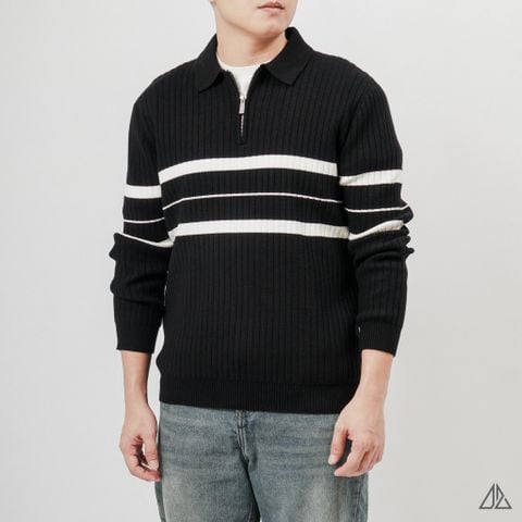 Áo Len Nam D2SHOP cổ zip phối kẻ sọc, vải len cao cấp AL-3327