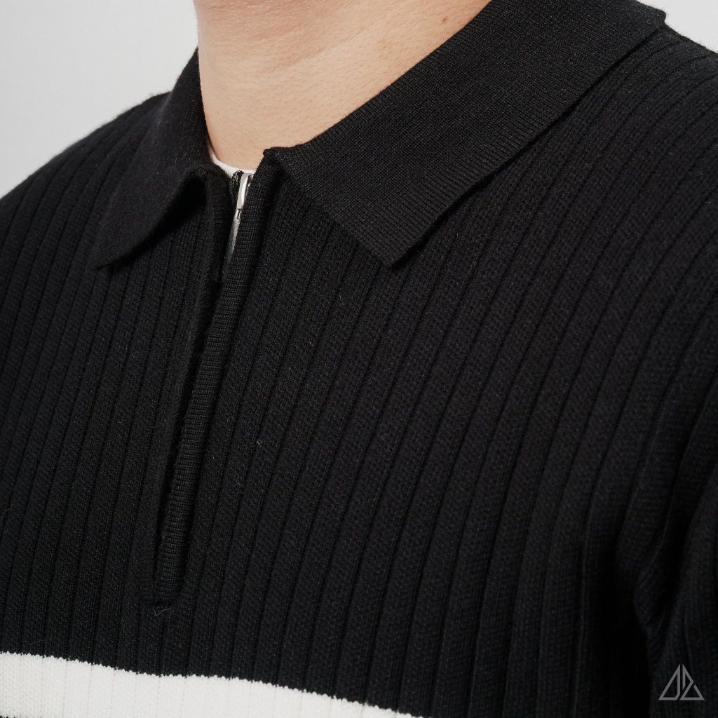 Áo Len Nam D2SHOP cổ zip phối kẻ sọc, vải len cao cấp AL-3327