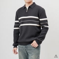 Áo Len Nam D2SHOP cổ zip phối kẻ sọc, vải len cao cấp AL-3327