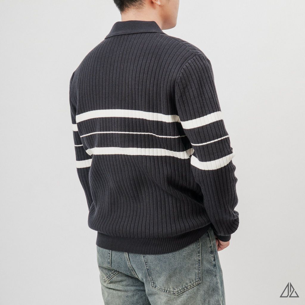 Áo Len Nam D2SHOP cổ zip phối kẻ sọc, vải len cao cấp AL-3327