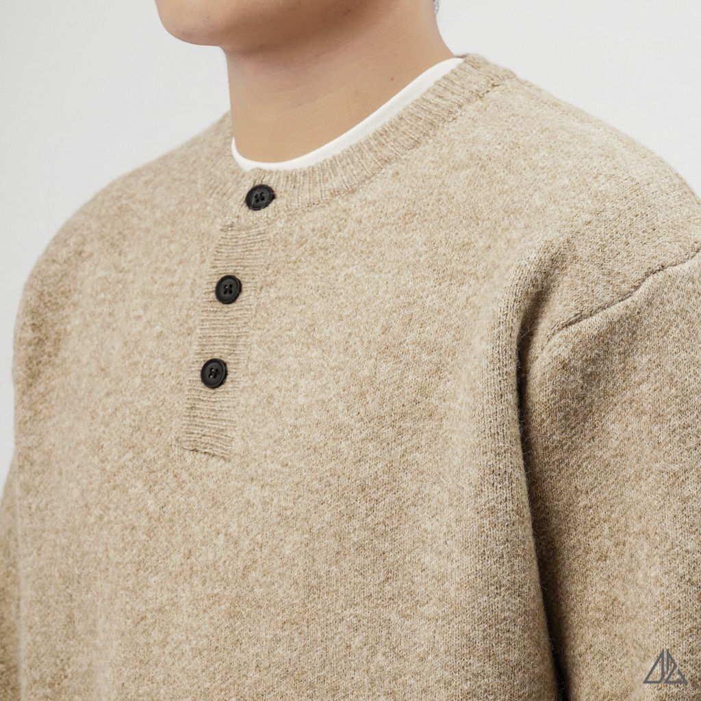 Áo Len Nam D2SHOP cổ Henley, vải len cừu cao cấp AL-6857