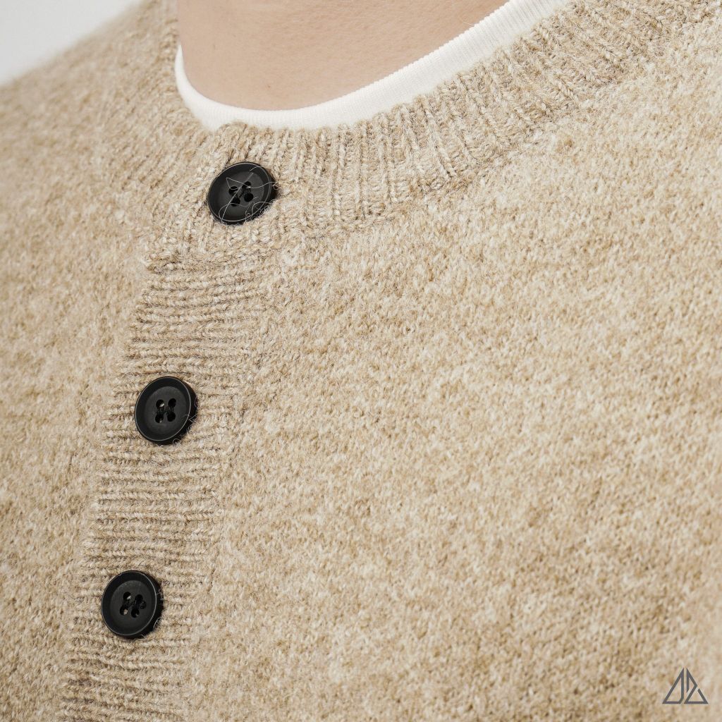 Áo Len Nam D2SHOP cổ Henley, vải len cừu cao cấp AL-6857
