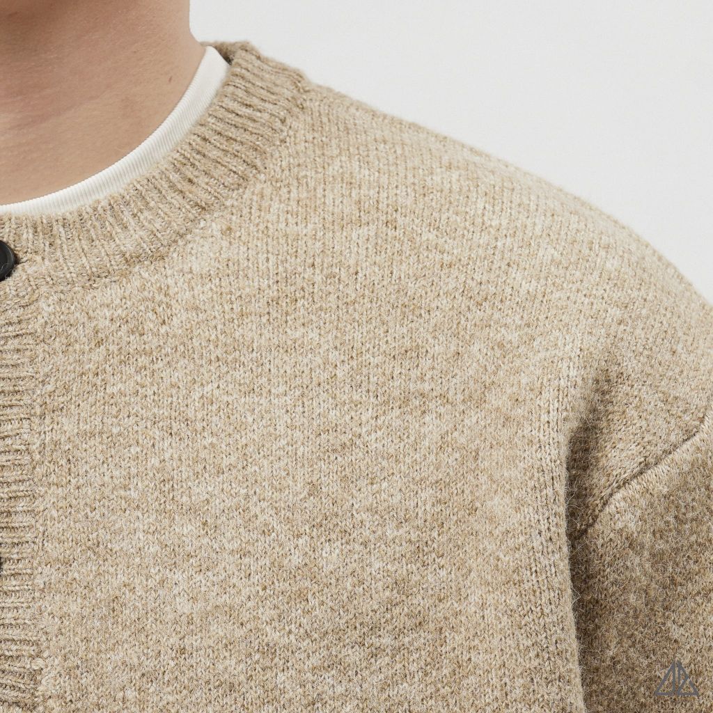 Áo Len Nam D2SHOP cổ Henley, vải len cừu cao cấp AL-6857