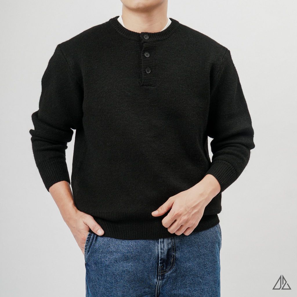 Áo Len Nam D2SHOP cổ Henley, vải len cừu cao cấp AL-6857