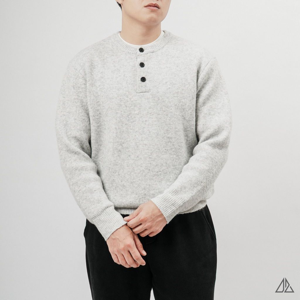 Áo Len Nam D2SHOP cổ Henley, vải len cừu cao cấp AL-6857