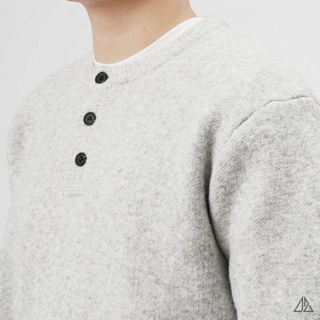 Áo Len Nam D2SHOP cổ Henley, vải len cừu cao cấp AL-6857