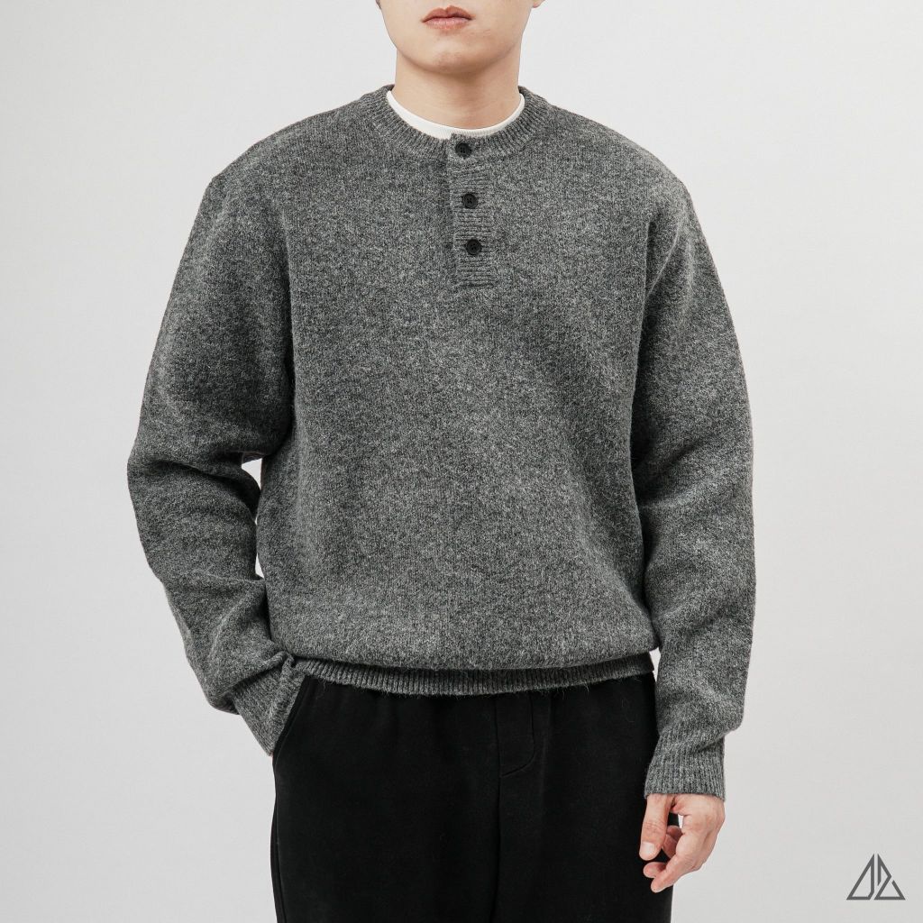 Áo Len Nam D2SHOP cổ Henley, vải len cừu cao cấp AL-6857