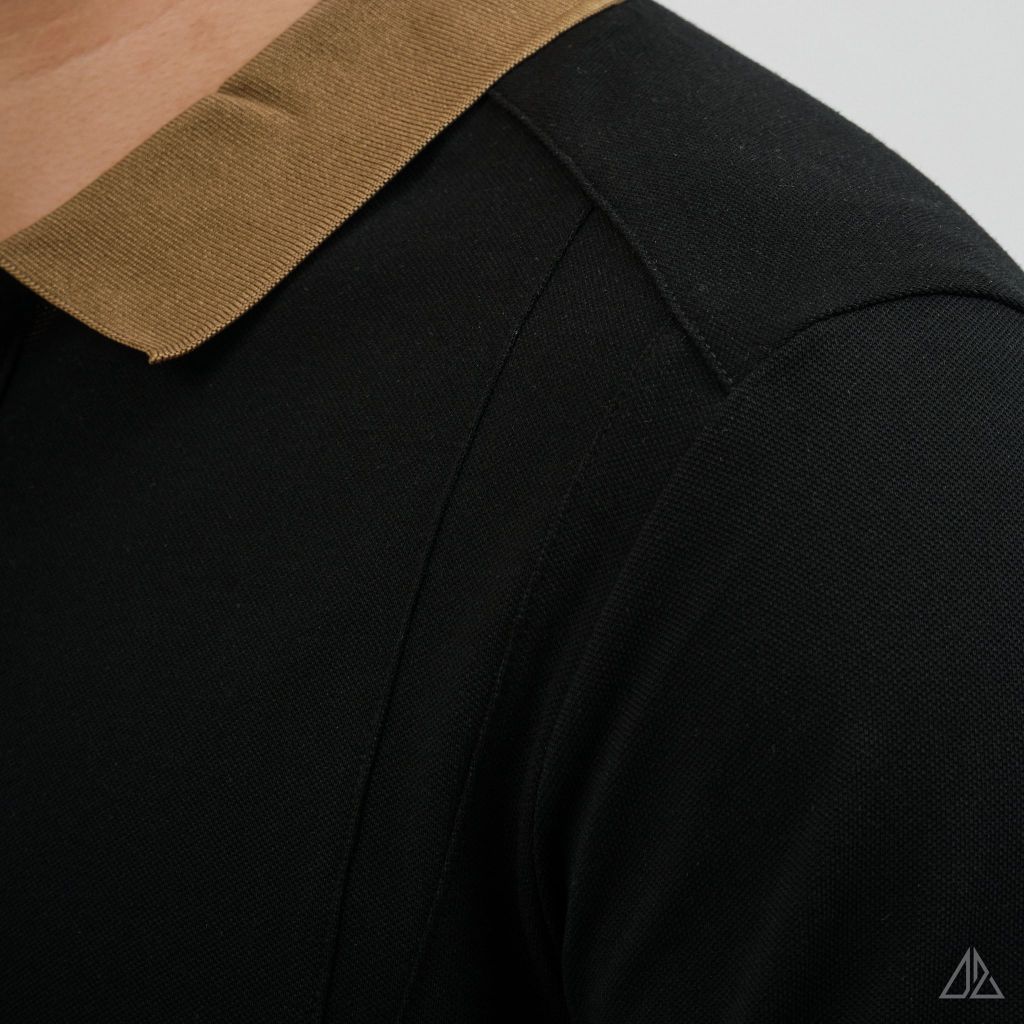 Áo Polo Nam D2SHOP phối viền cổ nâu, vải Premium Cotton Blend B-A3119