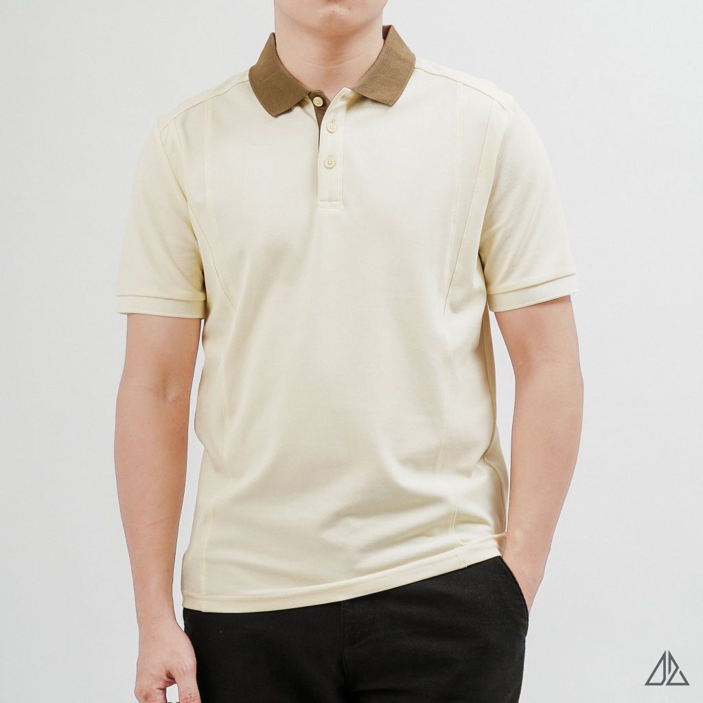 Áo Polo Nam D2SHOP phối viền cổ nâu, vải Premium Cotton Blend B-A3119