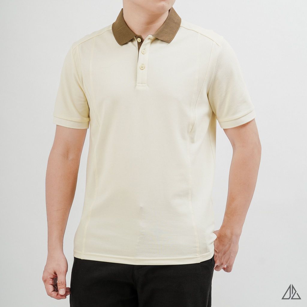Áo Polo Nam D2SHOP phối viền cổ nâu, vải Premium Cotton Blend B-A3119