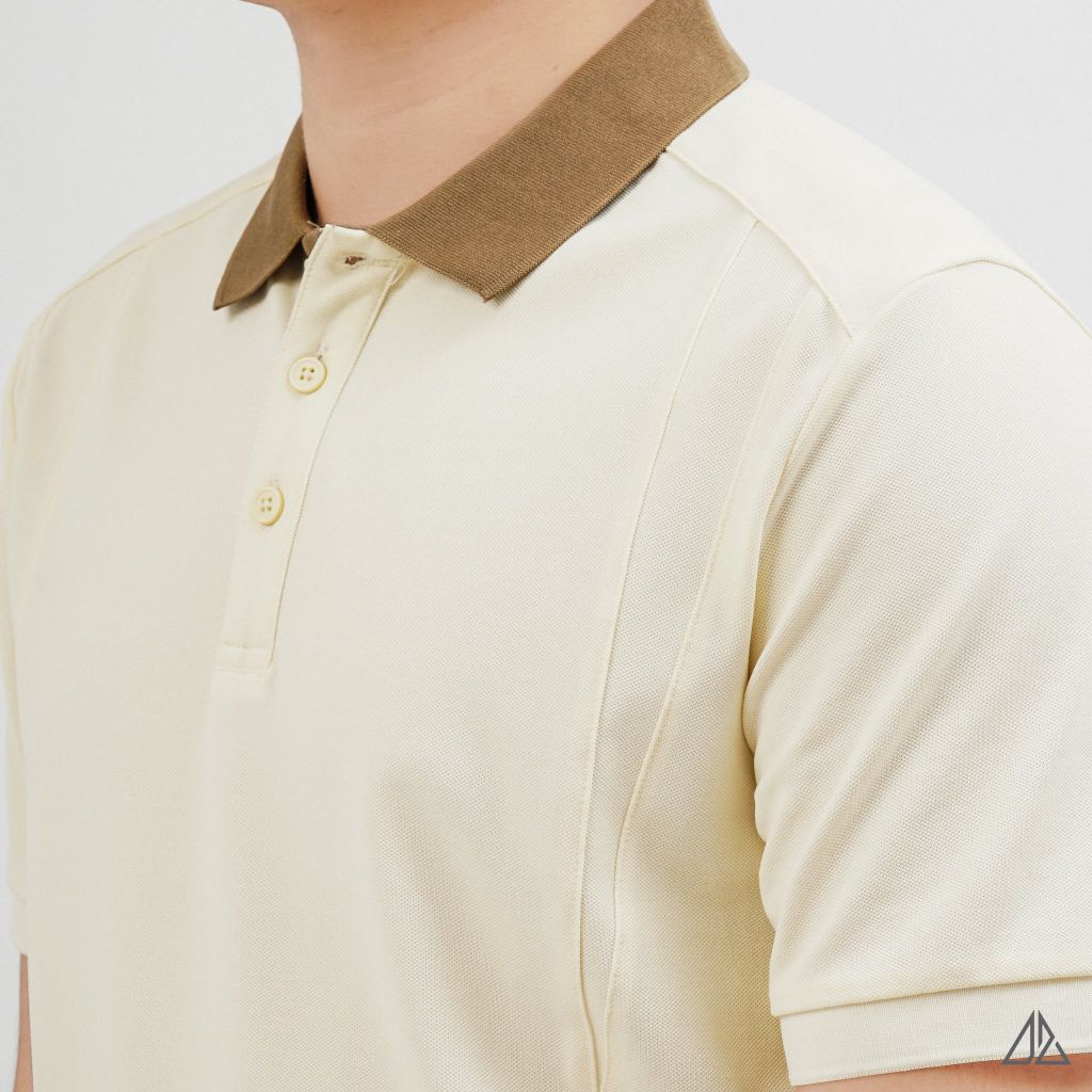 Áo Polo Nam D2SHOP phối viền cổ nâu, vải Premium Cotton Blend B-A3119