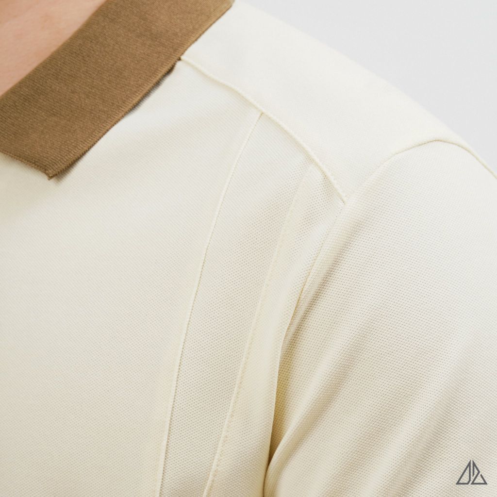 Áo Polo Nam D2SHOP phối viền cổ nâu, vải Premium Cotton Blend B-A3119