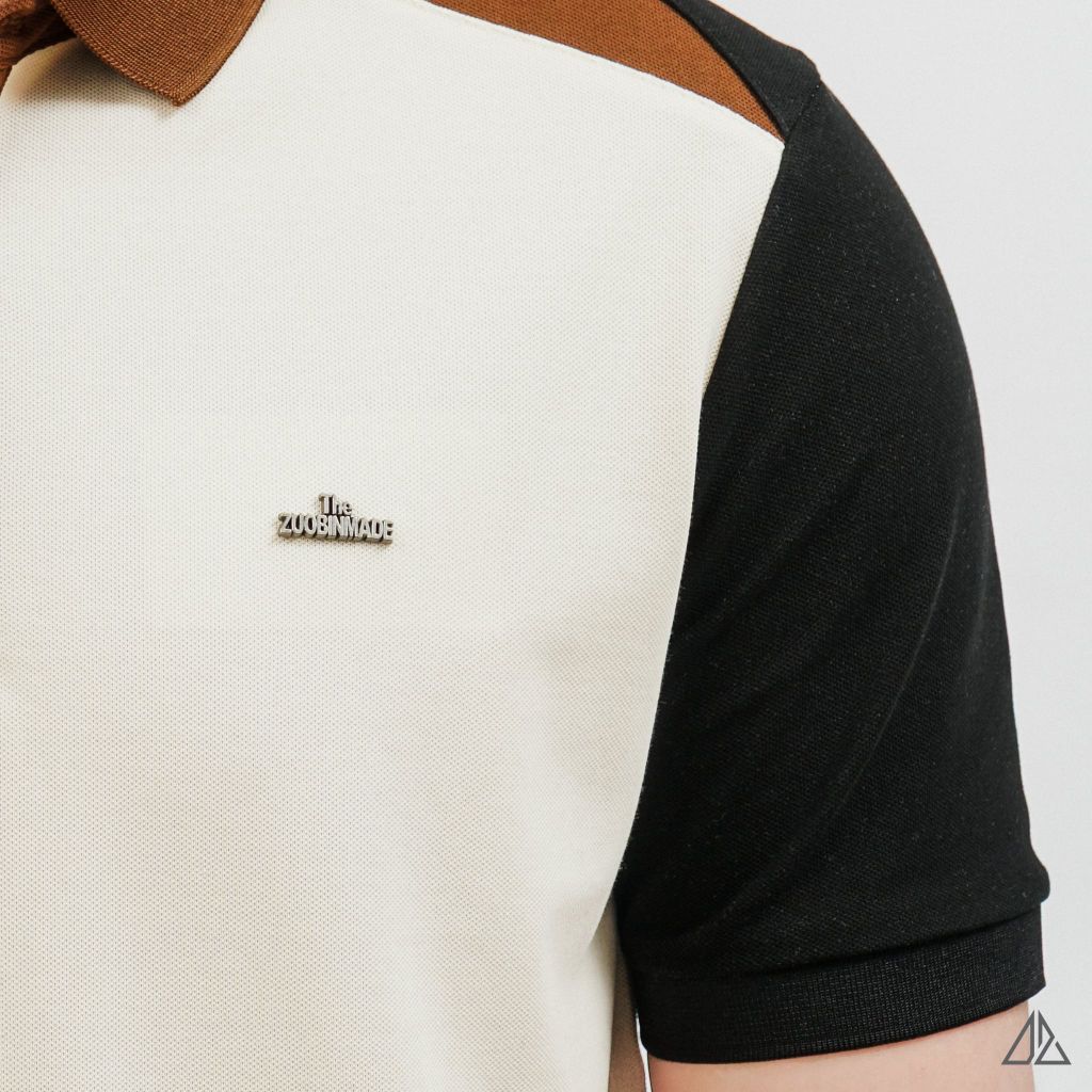 Áo Polo Nam D2SHOP phối màu đính logo kim loại, vải Hybrid Cotton Blend B-A3122