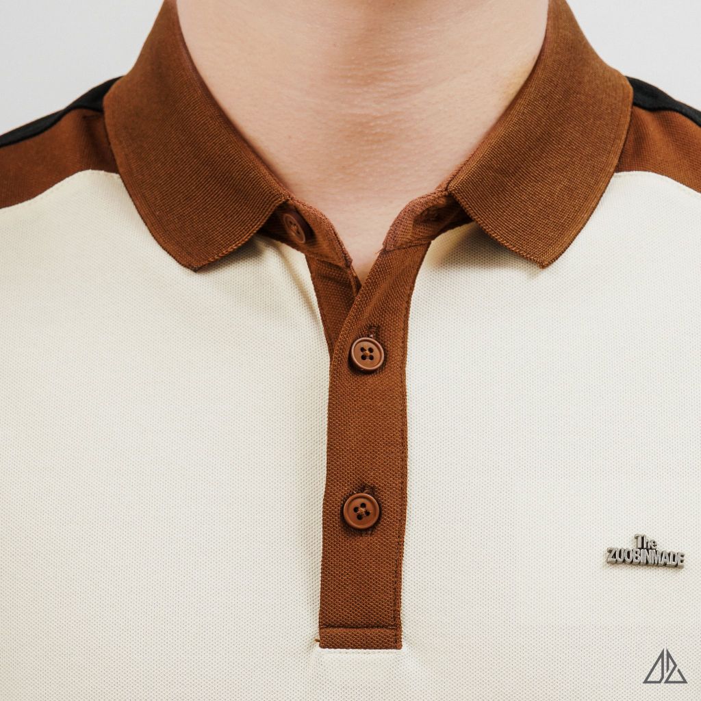 Áo Polo Nam D2SHOP phối màu đính logo kim loại, vải Hybrid Cotton Blend B-A3122