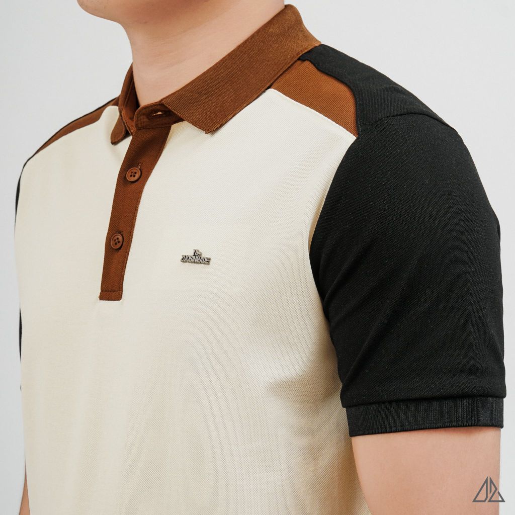 Áo Polo Nam D2SHOP phối màu đính logo kim loại, vải Hybrid Cotton Blend B-A3122