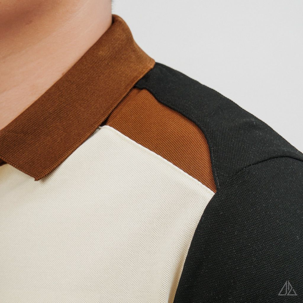 Áo Polo Nam D2SHOP phối màu đính logo kim loại, vải Hybrid Cotton Blend B-A3122