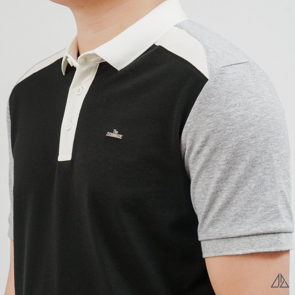 Áo Polo Nam D2SHOP phối màu đính logo kim loại, vải Hybrid Cotton Blend B-A3122