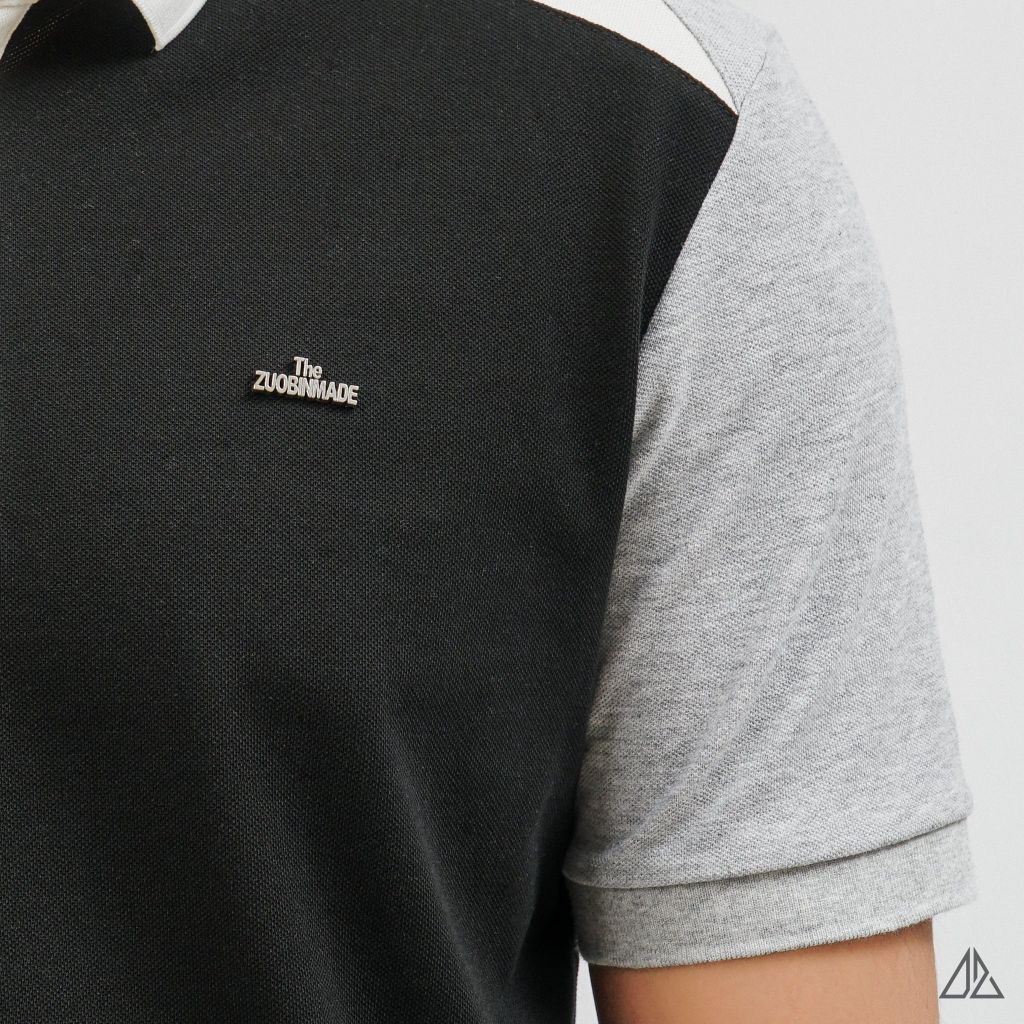 Áo Polo Nam D2SHOP phối màu đính logo kim loại, vải Hybrid Cotton Blend B-A3122