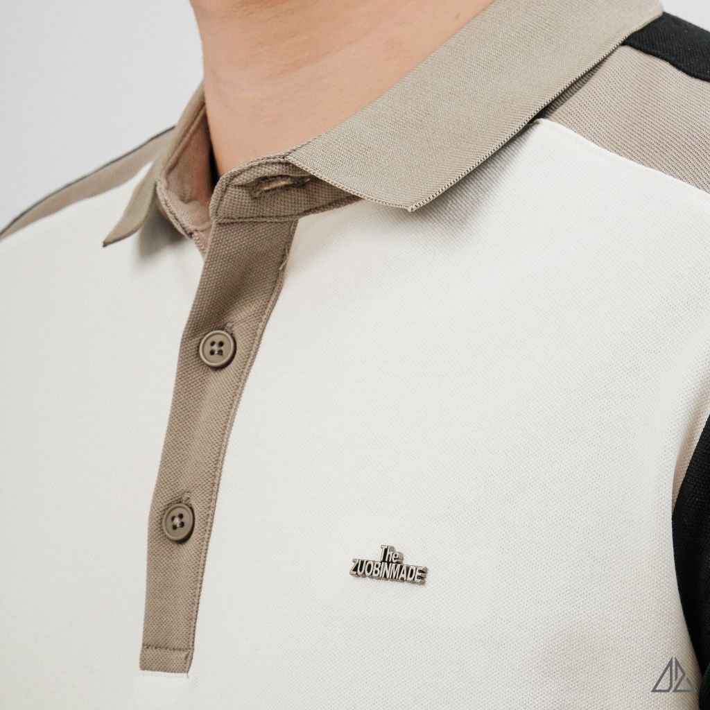 Áo Polo Nam D2SHOP phối màu đính logo kim loại, vải Hybrid Cotton Blend B-A3122