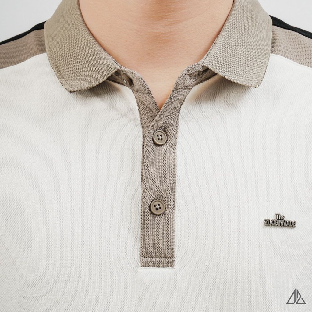 Áo Polo Nam D2SHOP phối màu đính logo kim loại, vải Hybrid Cotton Blend B-A3122