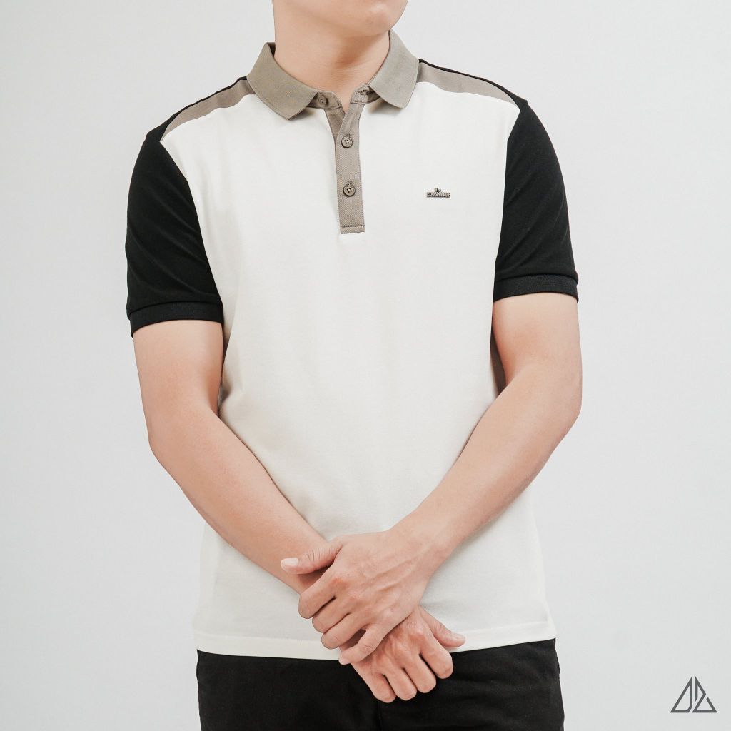 Áo Polo Nam D2SHOP phối màu đính logo kim loại, vải Hybrid Cotton Blend B-A3122