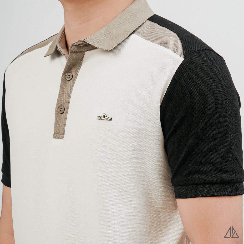 Áo Polo Nam D2SHOP phối màu đính logo kim loại, vải Hybrid Cotton Blend B-A3122
