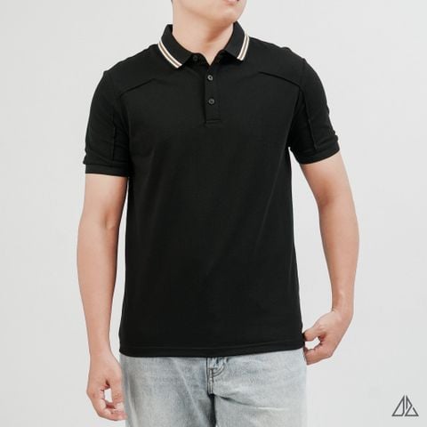Áo Polo Nam D2SHOP phối viền cổ, rã cúp vai, vải Premium Cotton Blend B-A3129