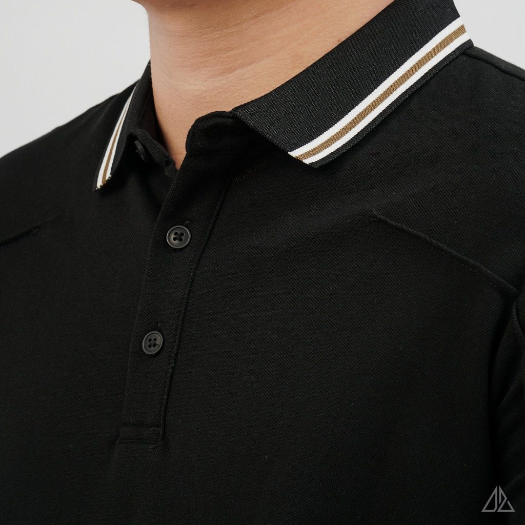 Áo Polo Nam D2SHOP phối viền cổ, rã cúp vai, vải Premium Cotton Blend B-A3129