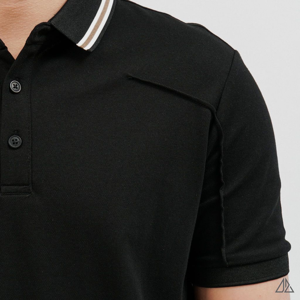 Áo Polo Nam D2SHOP phối viền cổ, rã cúp vai, vải Premium Cotton Blend B-A3129