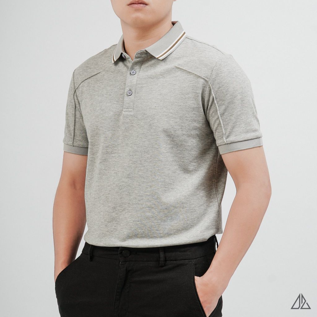 Áo Polo Nam D2SHOP phối viền cổ, rã cúp vai, vải Premium Cotton Blend B-A3129