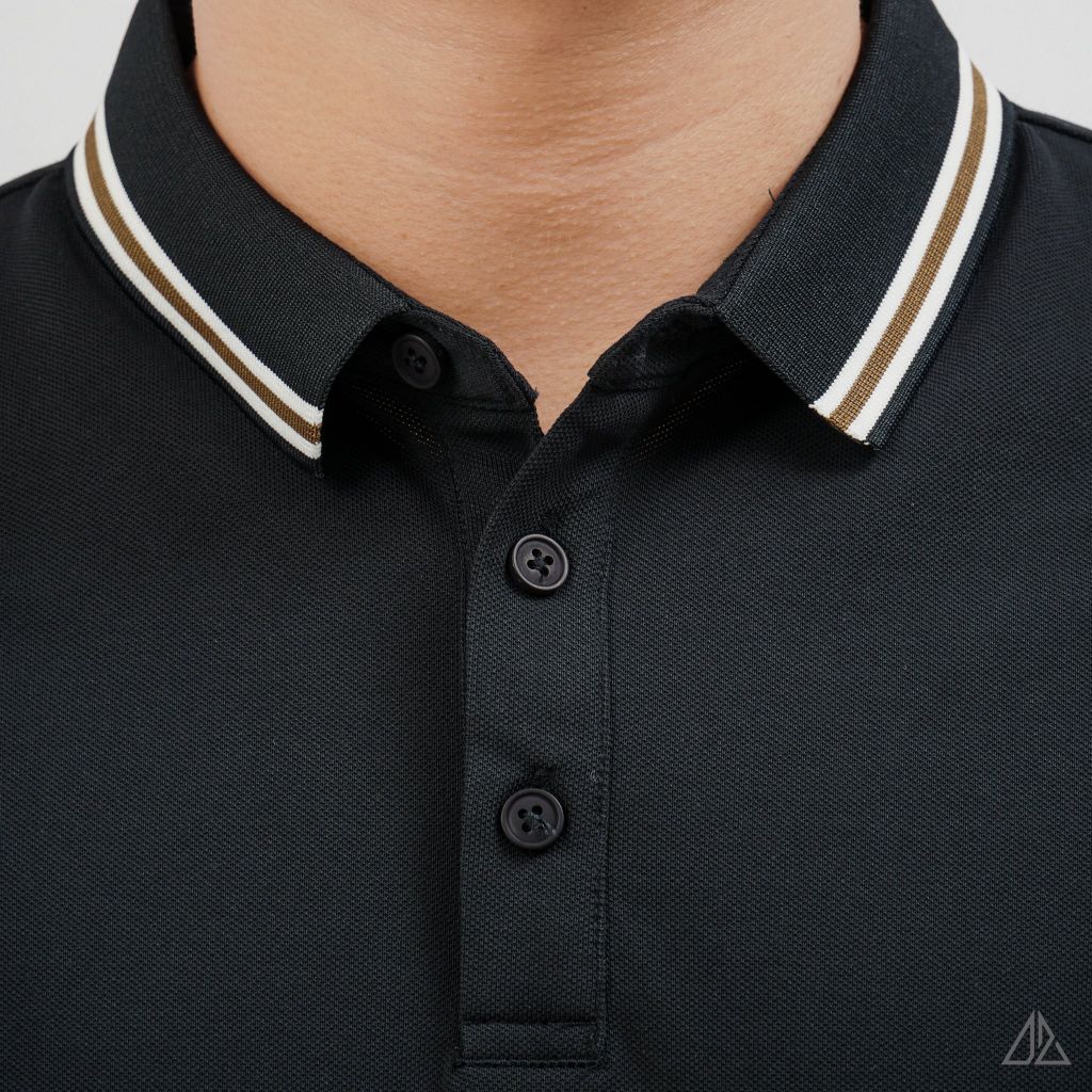 Áo Polo Nam D2SHOP phối viền cổ, rã cúp vai, vải Premium Cotton Blend B-A3129