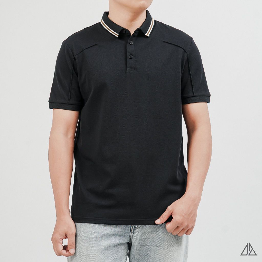 Áo Polo Nam D2SHOP phối viền cổ, rã cúp vai, vải Premium Cotton Blend B-A3129