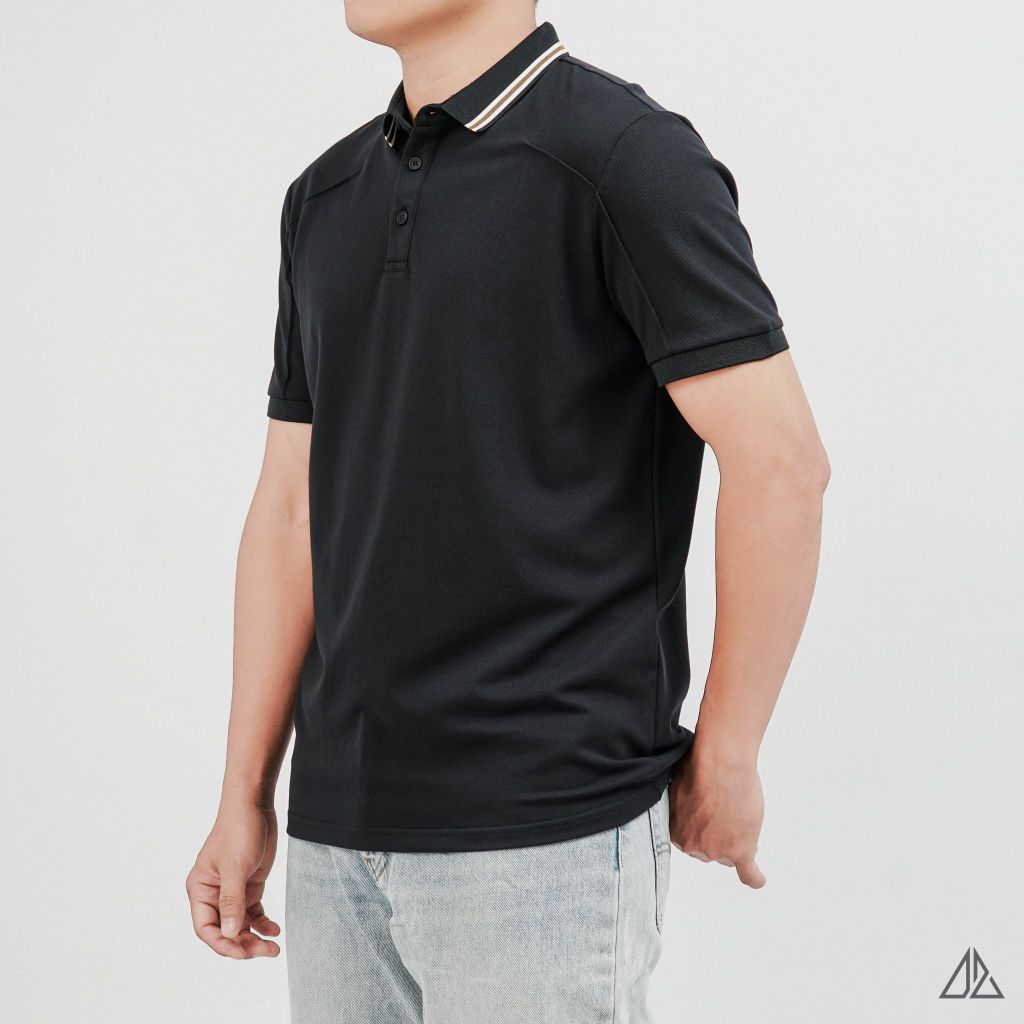 Áo Polo Nam D2SHOP phối viền cổ, rã cúp vai, vải Premium Cotton Blend B-A3129