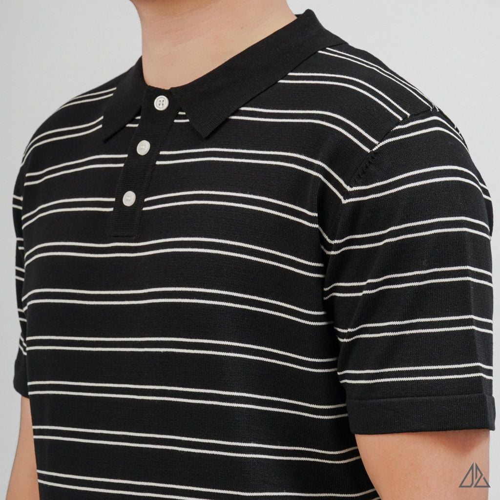 Áo Polo Nam D2SHOP kẻ sọc ngang, vải Premium Cotton Blend B-B2037