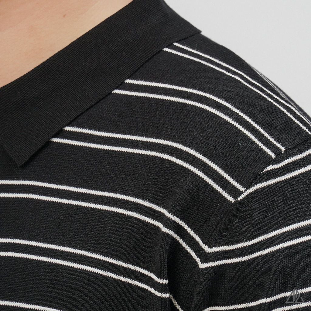 Áo Polo Nam D2SHOP kẻ sọc ngang, vải Premium Cotton Blend B-B2037