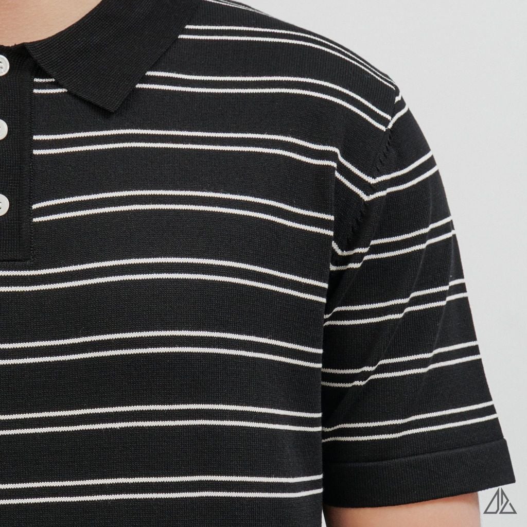 Áo Polo Nam D2SHOP kẻ sọc ngang, vải Premium Cotton Blend B-B2037